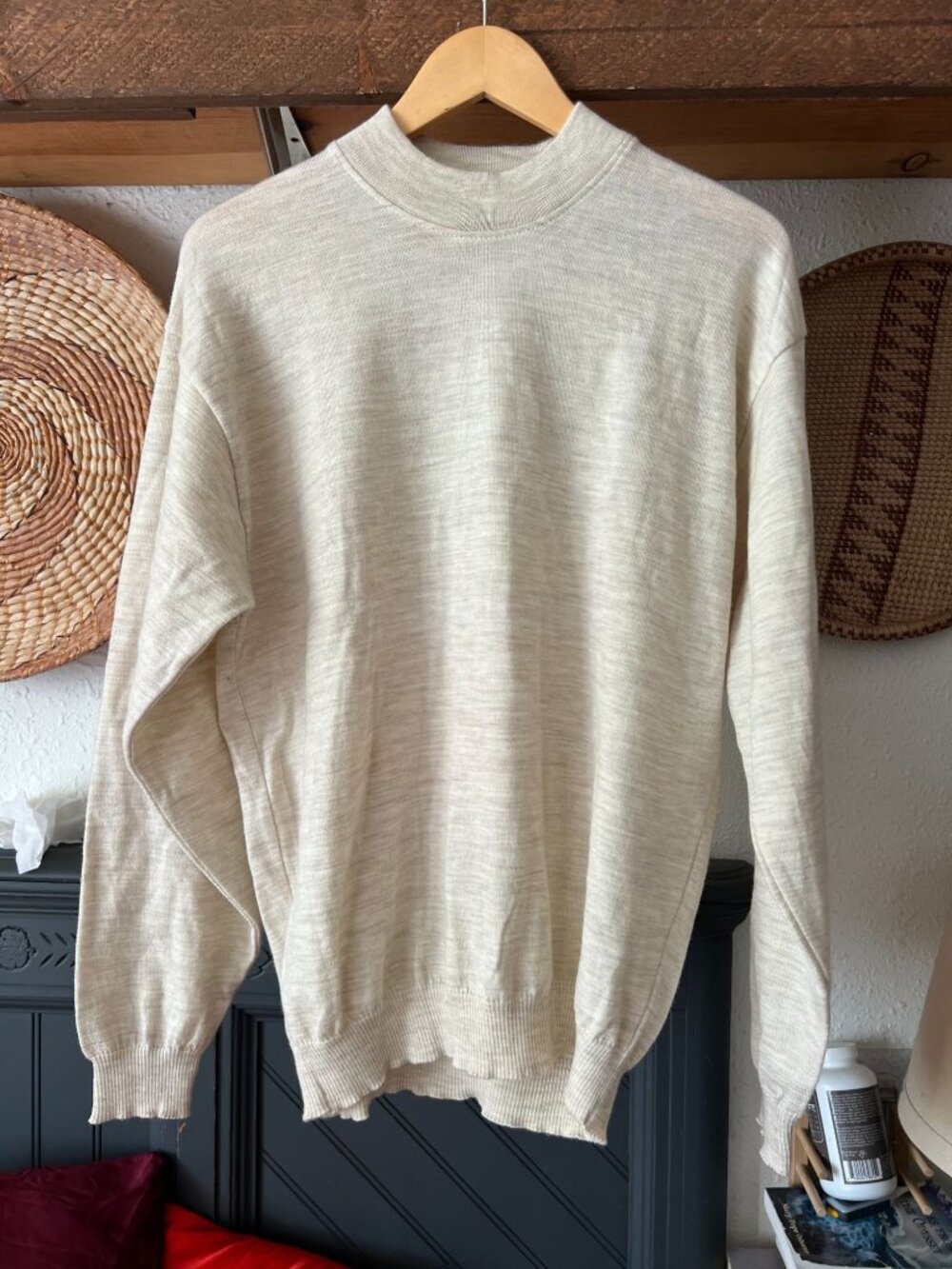 Cream/off White Heather Merino Wool Sweater Tundra Canada Medium Minimalist Gran
